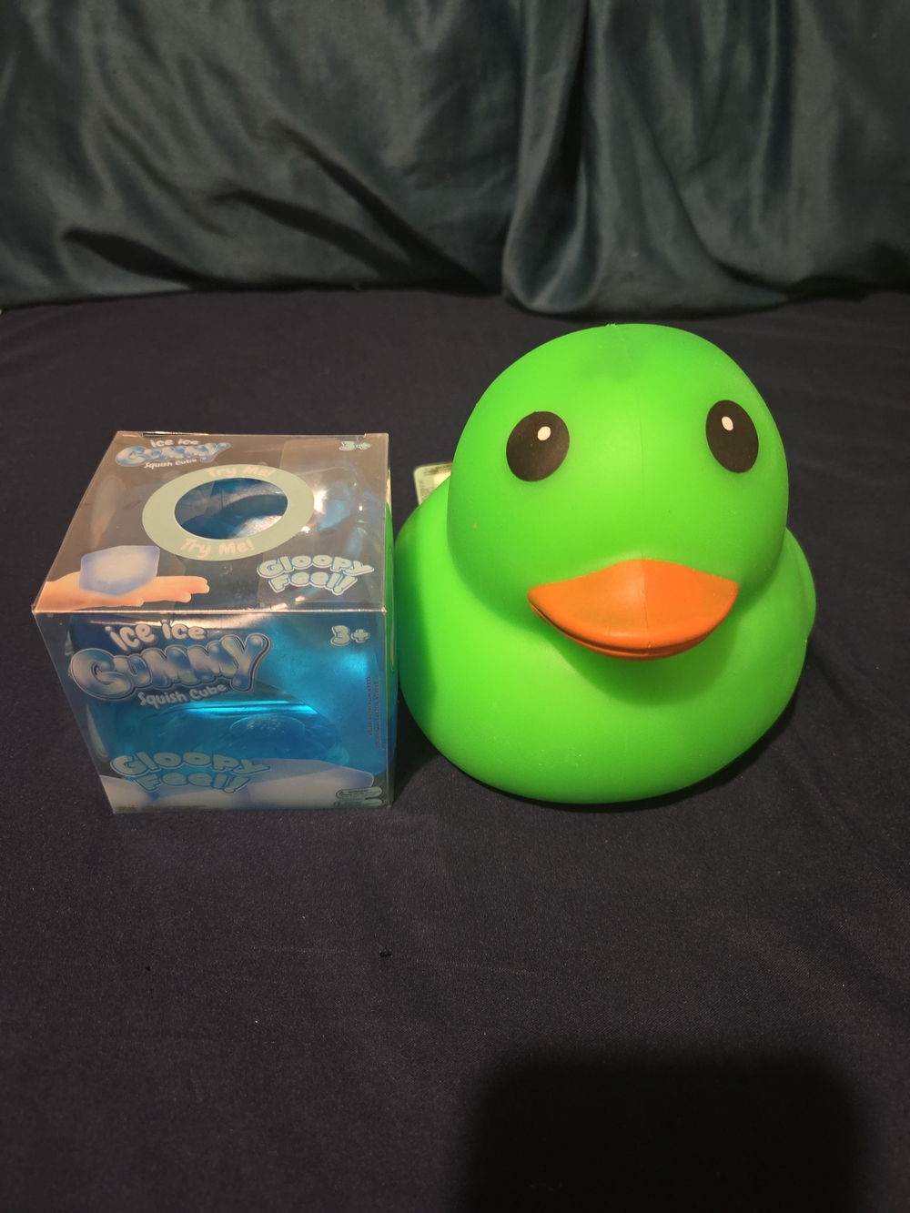 Laffy Quacks Green Duck Squishy And Ice Ice Gummy Squish Cube